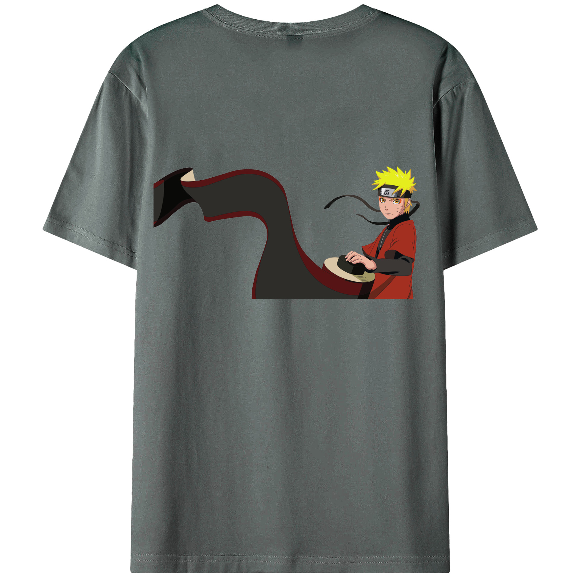 （画像用） NARUTO -ナルト- うずまき ナルト Uzumaki Naruto 綿100％ メンズ半袖Tシャツ（バックプリント） 通気性